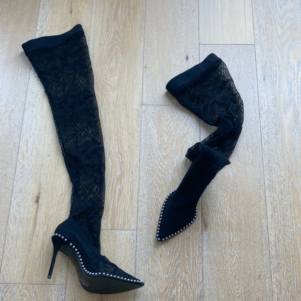 Alexander Wang Black Lace Over-the-Knee Boots